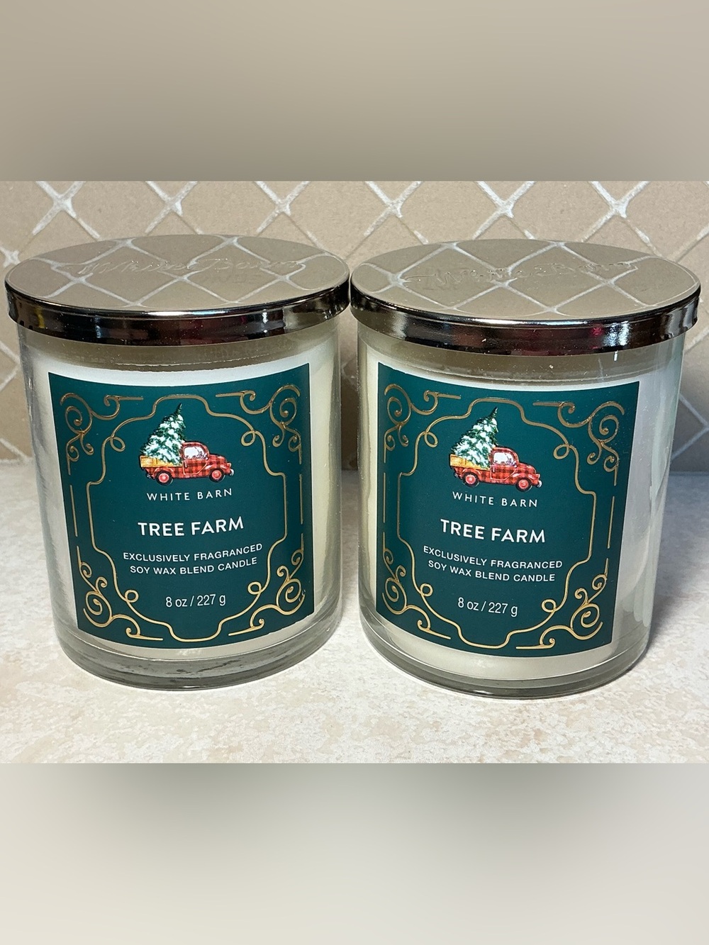 Bath & Body Works Tree Farm Single Wick 8 oz Candles Set of 2